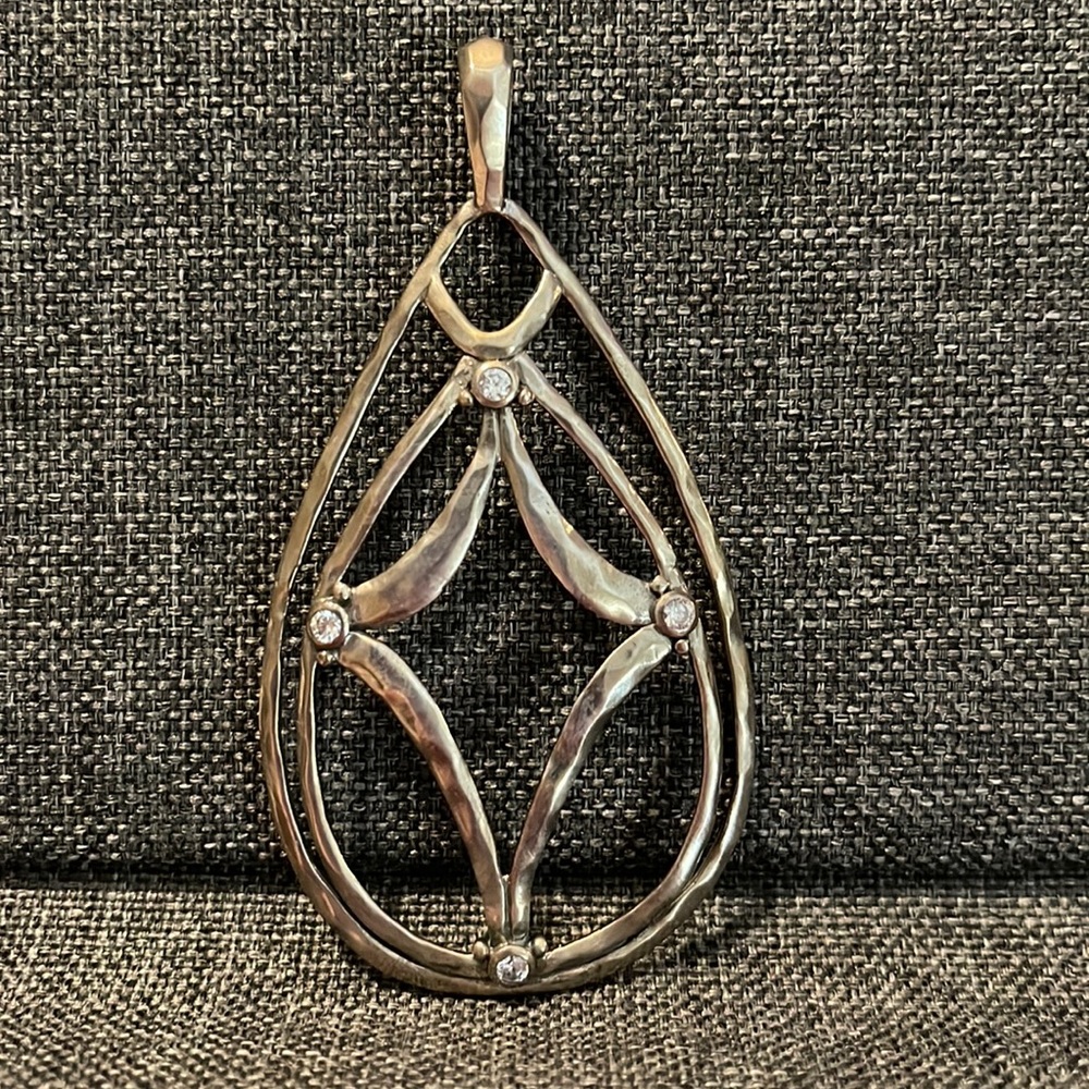 Silpada tear drop charm with cubic zirconia